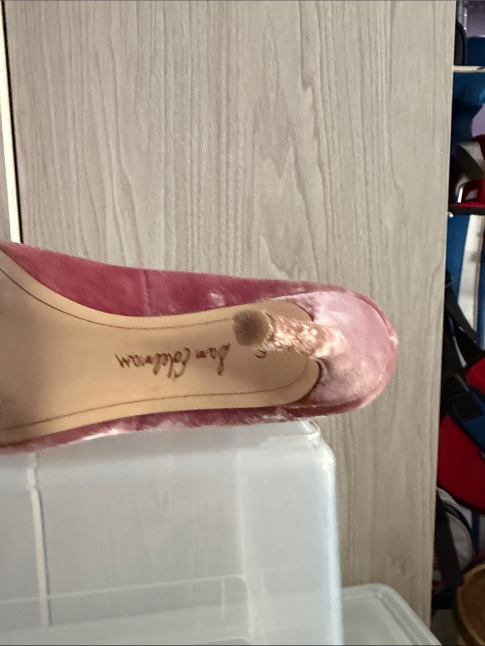 Sam Edelman Pink Velvet Pom Pom Pointed Toe Heels - Picture 6 of 7